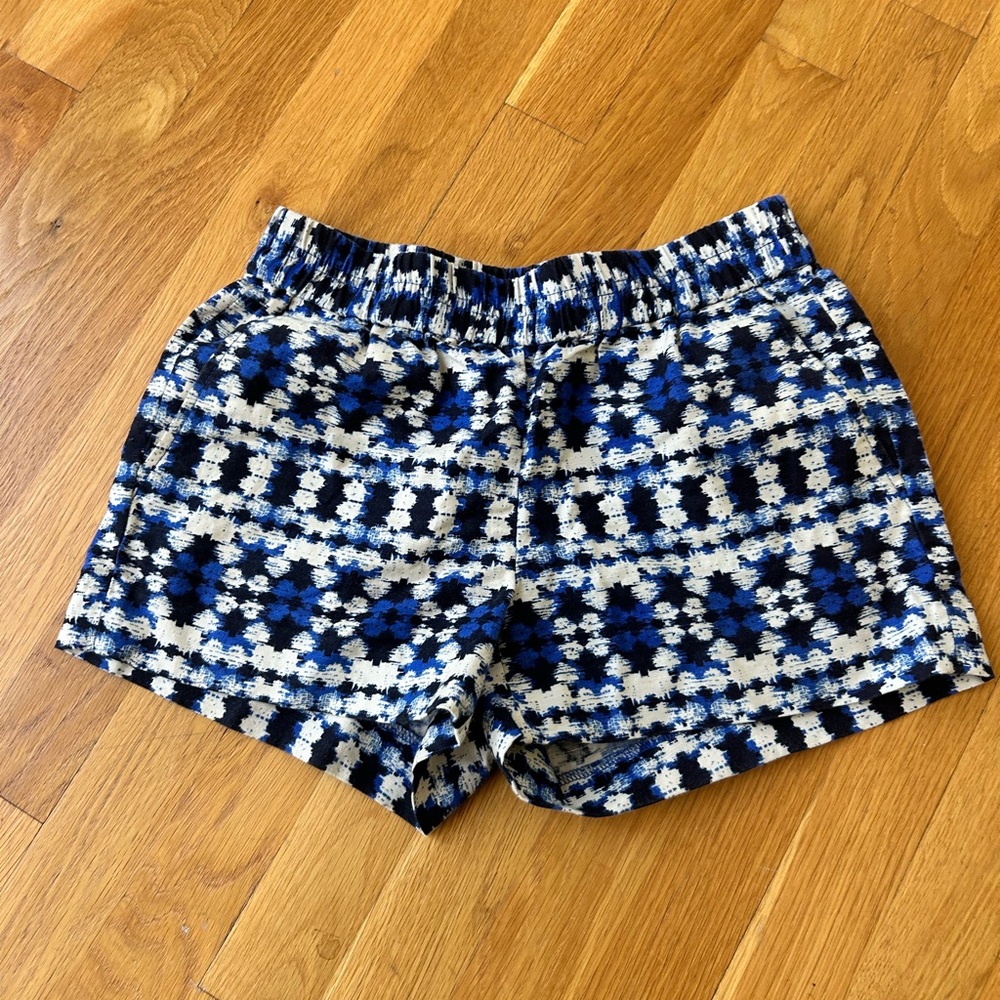 Blue and White Patterned Shorts